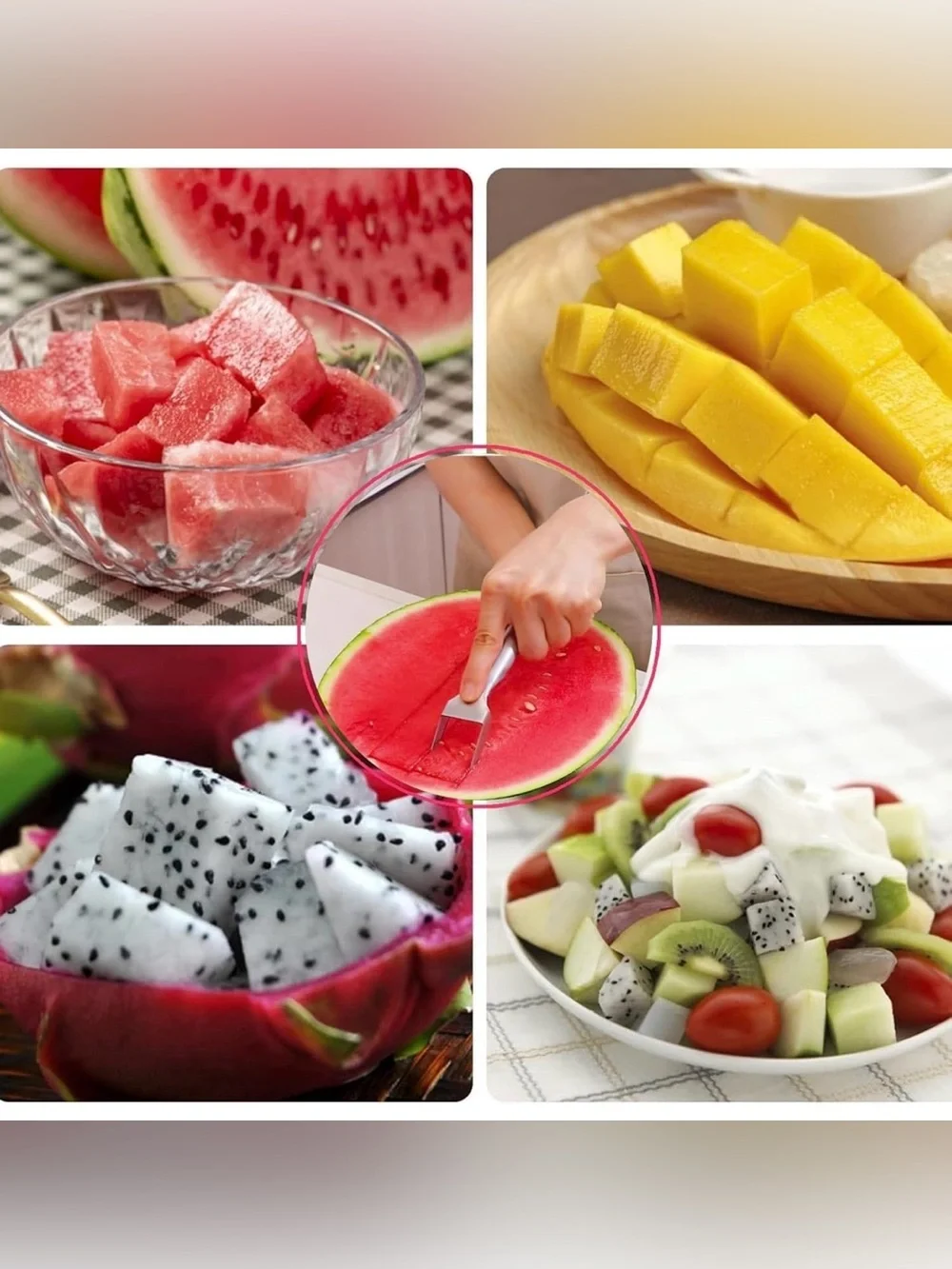 2-in-1 Stainless Steel Fruit Cutter Watermelon Cutter Fork